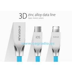 POFAN Cable Micro USB 2 en 1 para iPhone Samsung