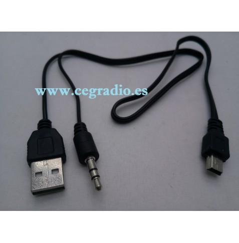 Cable Audio Carga USB Jack 3.5mm a Mini USB 5 pin 