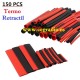 150 piezas tubos termo retractiles rojo negro 
