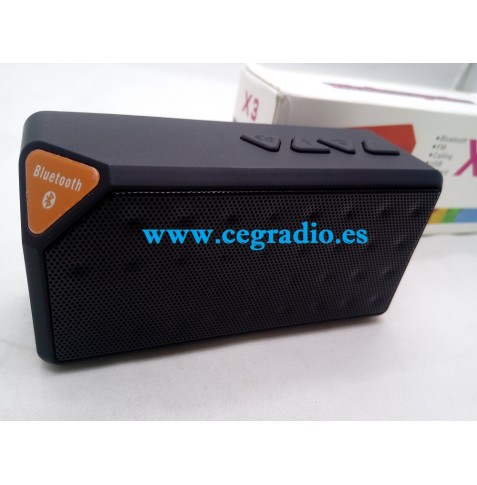 X3 Mini Altavoz Bluetooth USB FM Radio Vista Completa