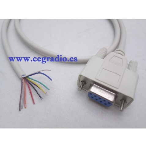 Cable Serie RS232 DB9 9Pin Conector Hembra a 9 hilos