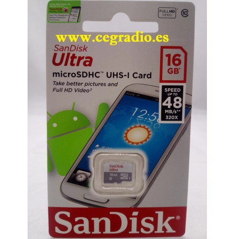 MEMORIA MICRO SD 16GB SANDISK ULTRA CLASE 10 80 MB/S – ON PLAY 2023
