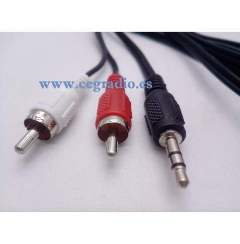 1.5m Cable Audio Jack 3.5mm Macho Estéreo 2 RCA Macho Vista Conectores