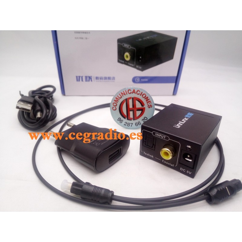 vocal neumático creencia Convertidor de Audio Digital SPDIF Toslink Óptico a Audio Análogico RCA  Jack 3.5mm