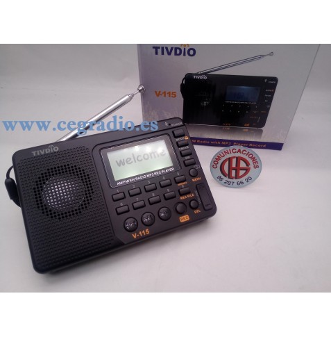 TIVDIO Receptor Radio FM/AM/SW MP3 Grabadora Vista General