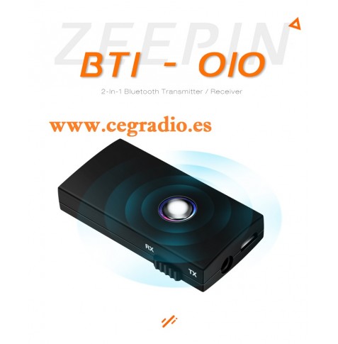 2 en 1 Receptor Transmisor de Audio Bluetooth Conmutable Vista General