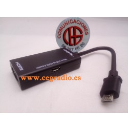 Adaptador Conector Cable MHL Micro USB a HDMI Samsung Sony Xiaomi Vista General