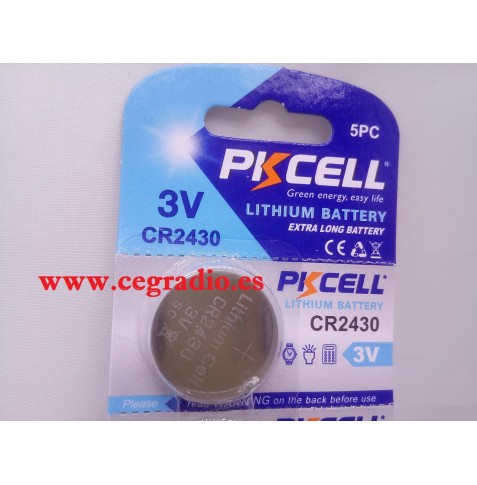 PKCELL CR2430 Batería Pila Botón 3 V Litio 