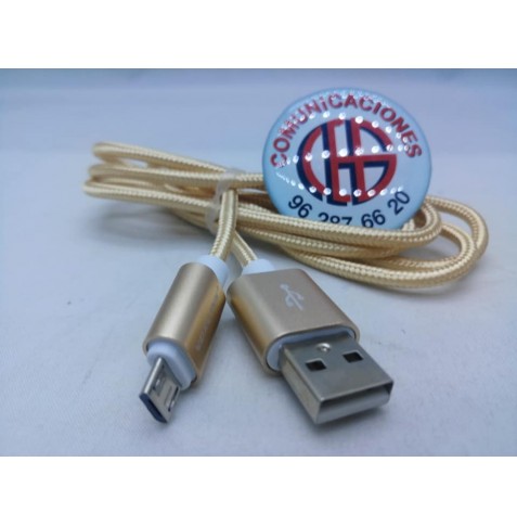 1m Voxlink Cable Micro USB Nylon Azul Negro Oro Vista General