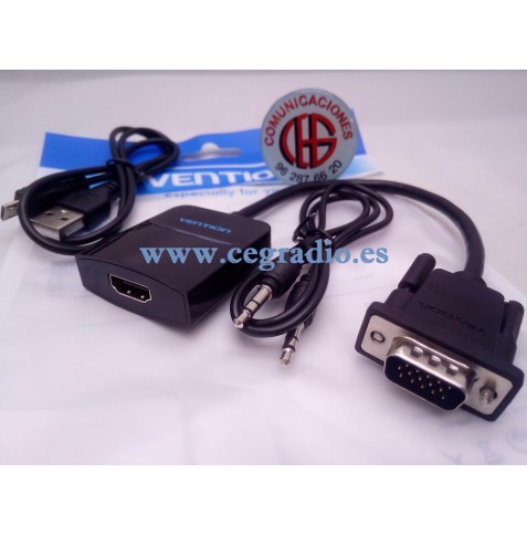 Vention Convertidor VGA-HDMI 1080p Analogico Digital Video Audio Pack Completo