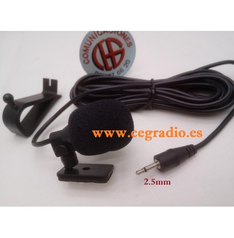 3m Microfono Externo Jack 2.5mm Manos Libres DVD Radio GPS Vista General