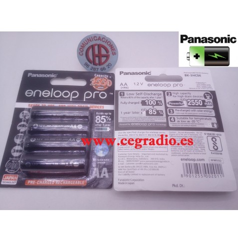 Panasonic Eneloop Pro AA 2550mAh 1,2 V Recargable NI-MH Vista Blister