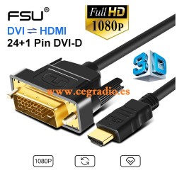 2m Cable Adaptador HDMI a DVI 24 + 1 pin 1080P 3D LCD DVD HDTV XBOX Alta Velocidad Vista General