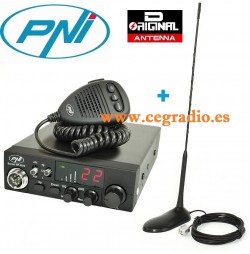 PNI 8024 Escort HP Emisora CB 27Mhz ASQ Ajustable 12V 24V + Antena Vista Pack